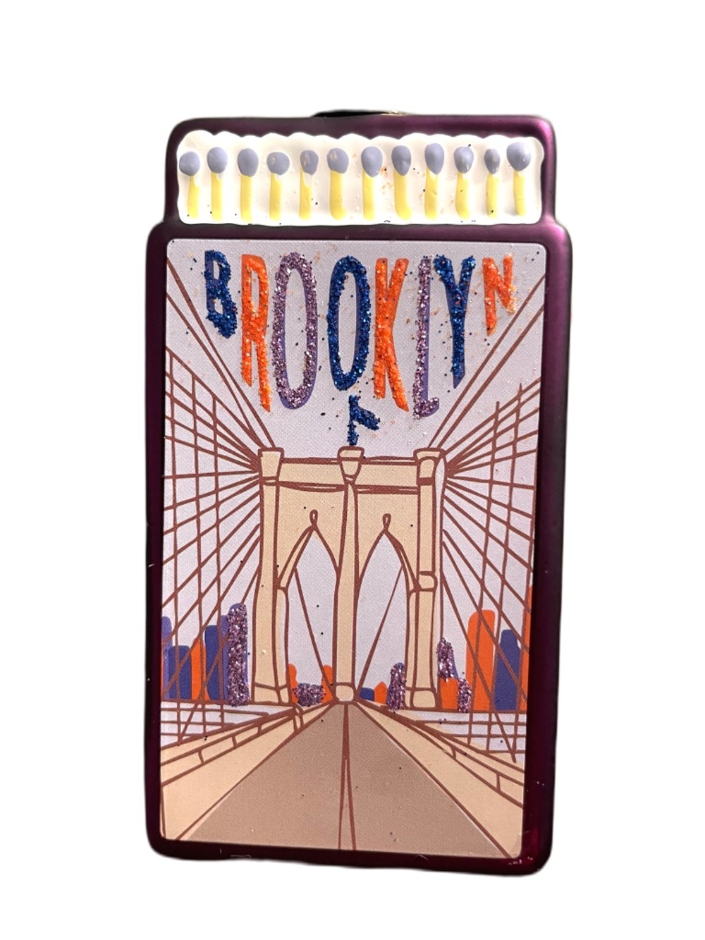 ❤️ FURBISH STUDIO DESTINATION MATCHBOOK BROOKLYN GLASS ORNAMENT NEW